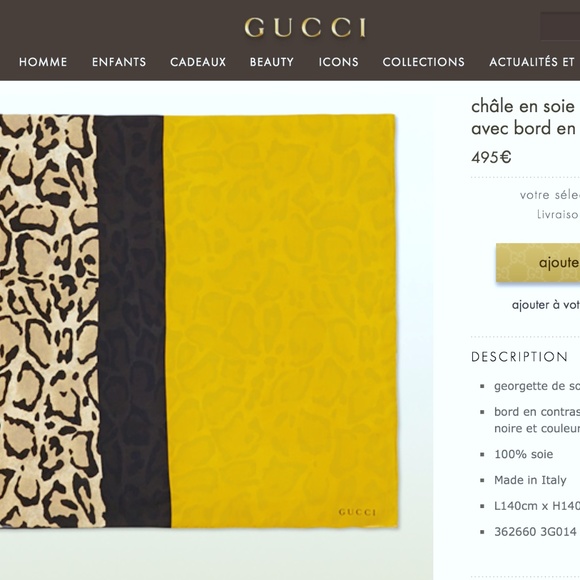 New Gucci Oversize Shawl Leopard Print Silk Yellow Wrap Scarf Cover - Picture 8 of 16
